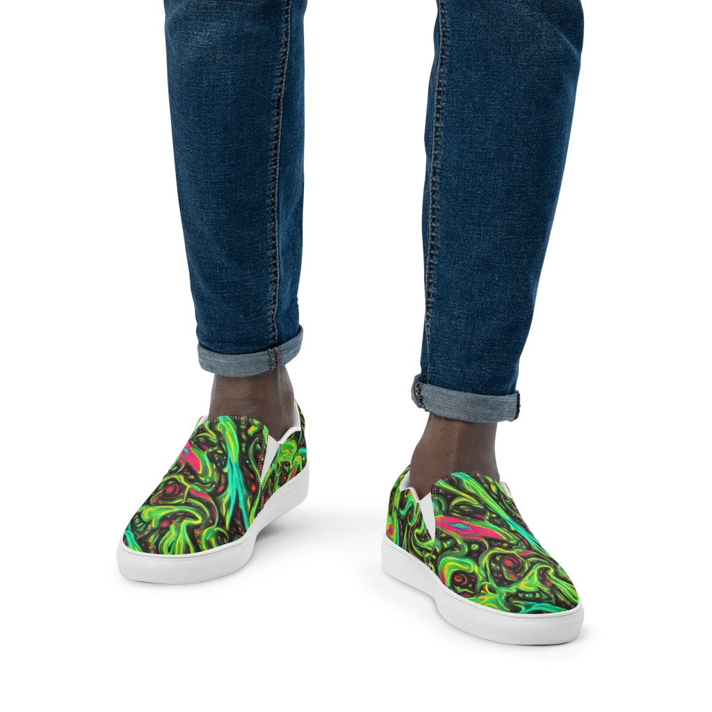 Luminous Ooze on Men's Slip-On Canvas Shoes — Front