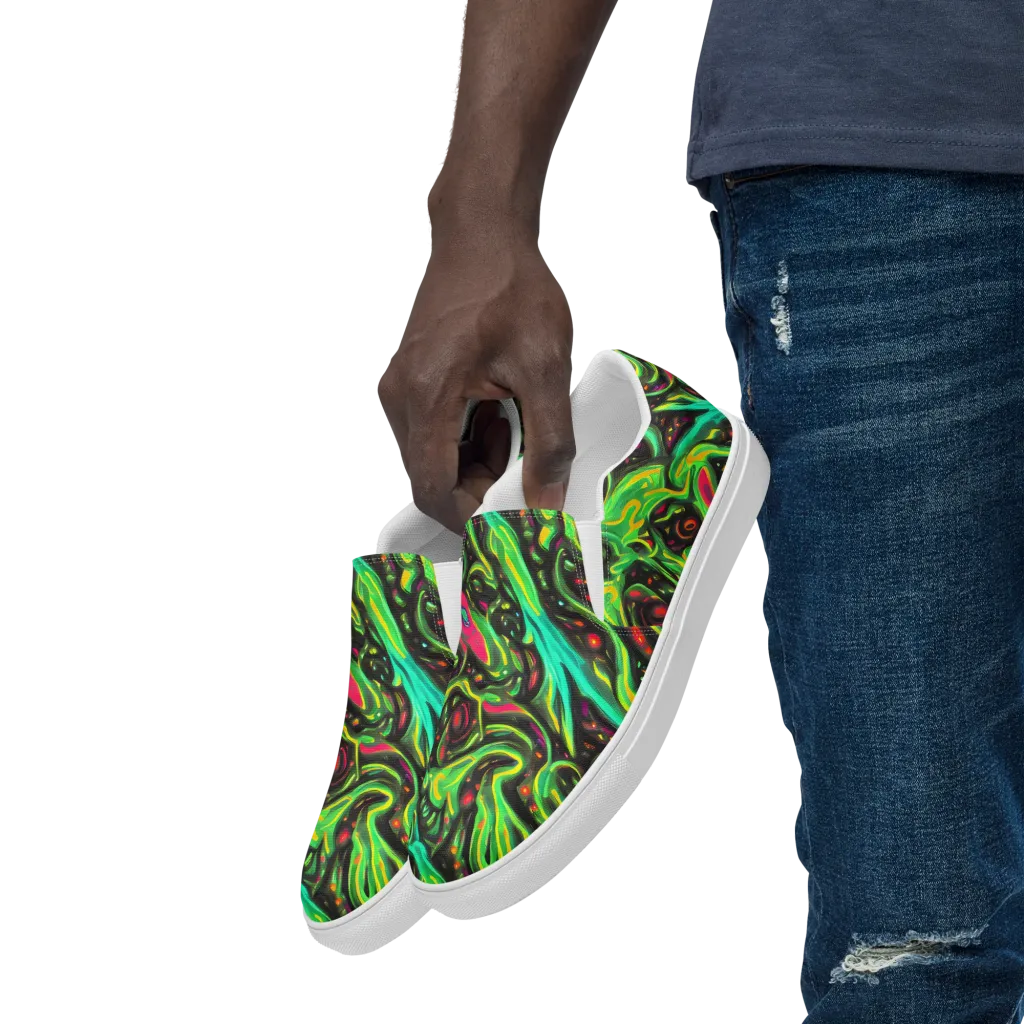 Luminous Ooze on Men's Slip-On Canvas Shoes — Left Front