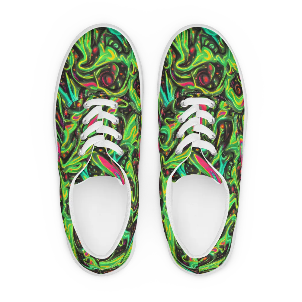 Luminous Ooze on Men's Lace-Up Canvas Shoes — Front