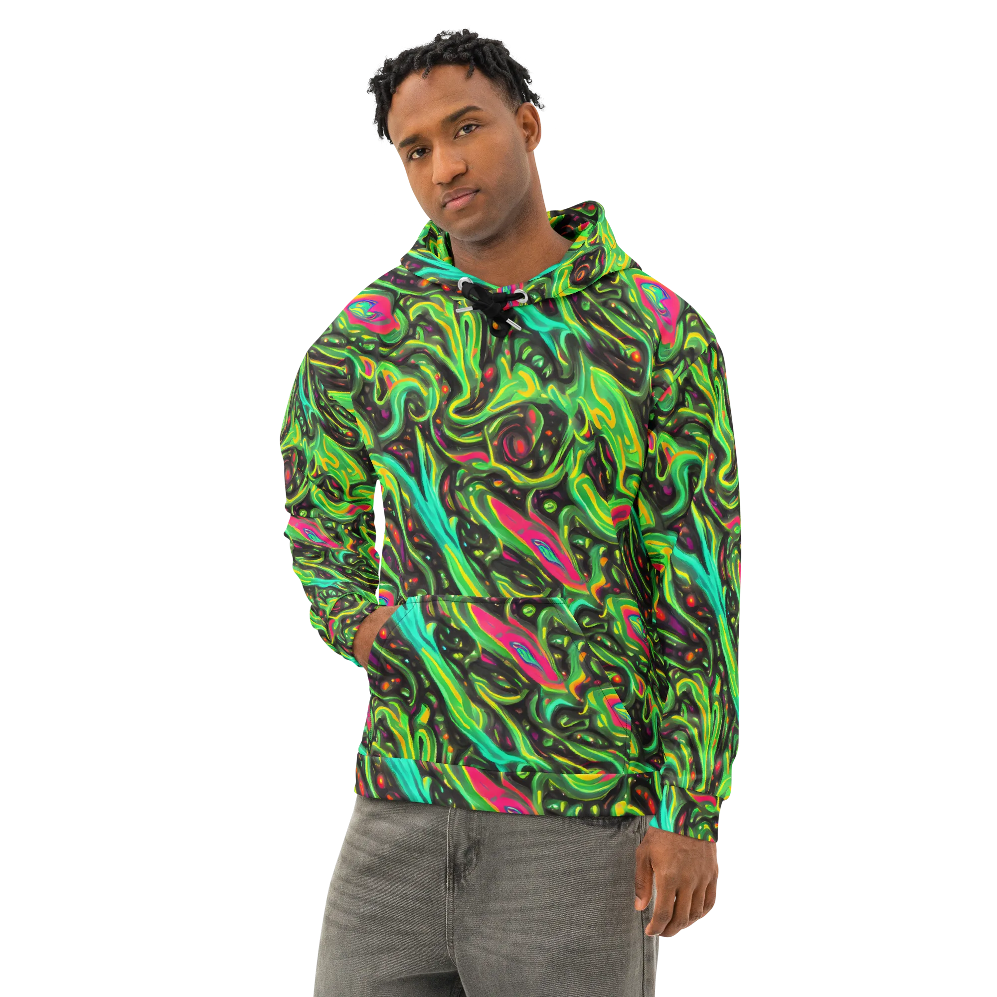 Luminous Ooze on Cotton Hoodie — Left Front