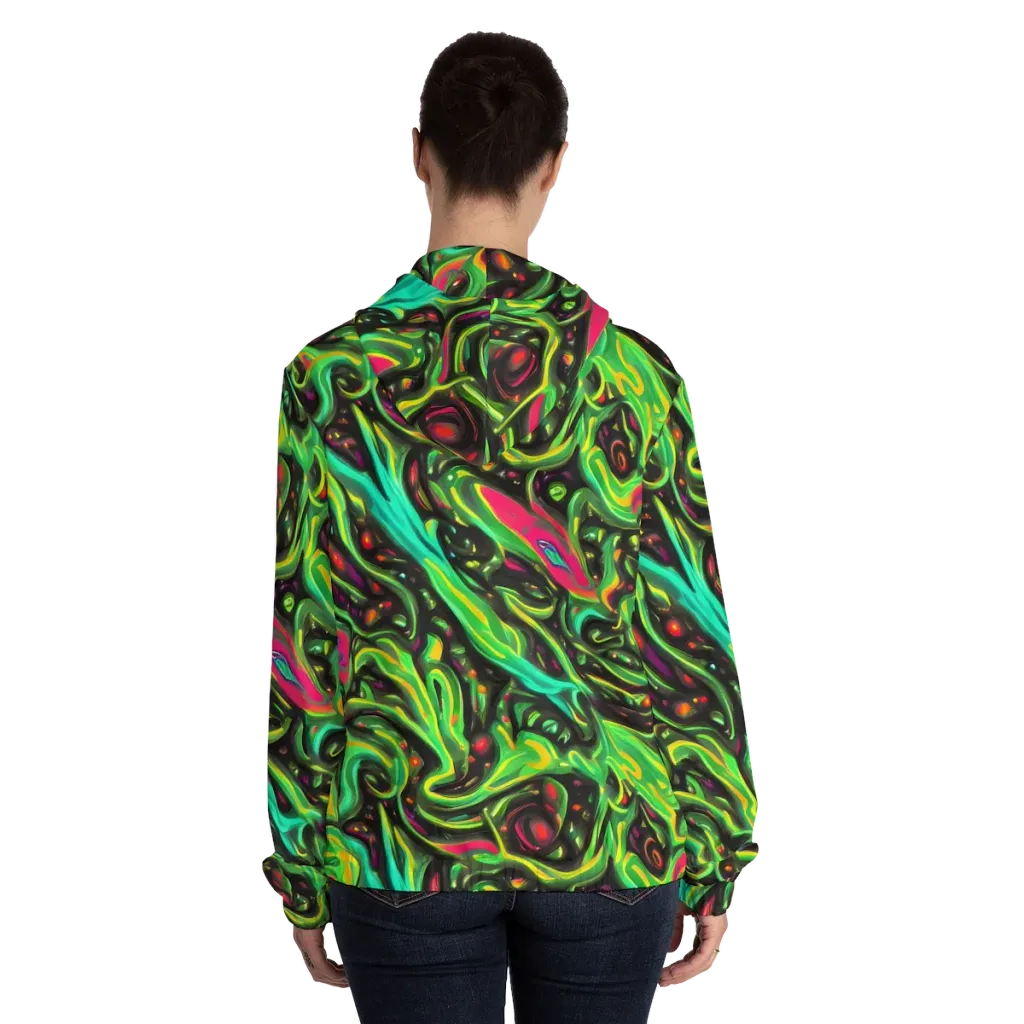 Luminous Ooze on Women's Full-Zip Hoodie — Back On Person