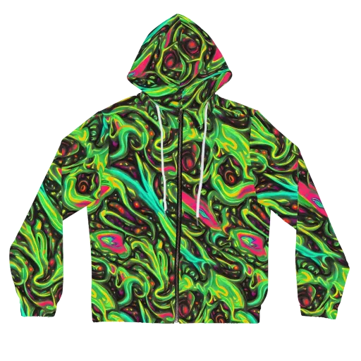 Luminous Ooze on a Women's Full-Zip Hoodie
