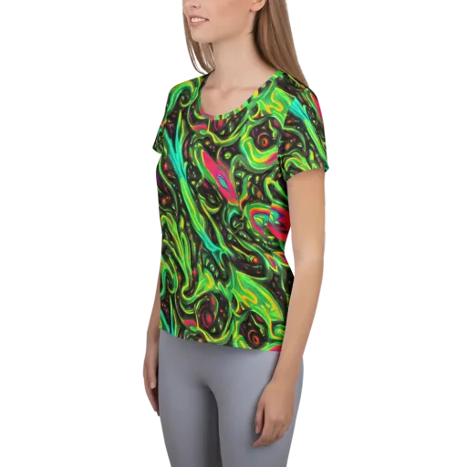 Luminous Ooze on a Women's Athletic T-Shirt