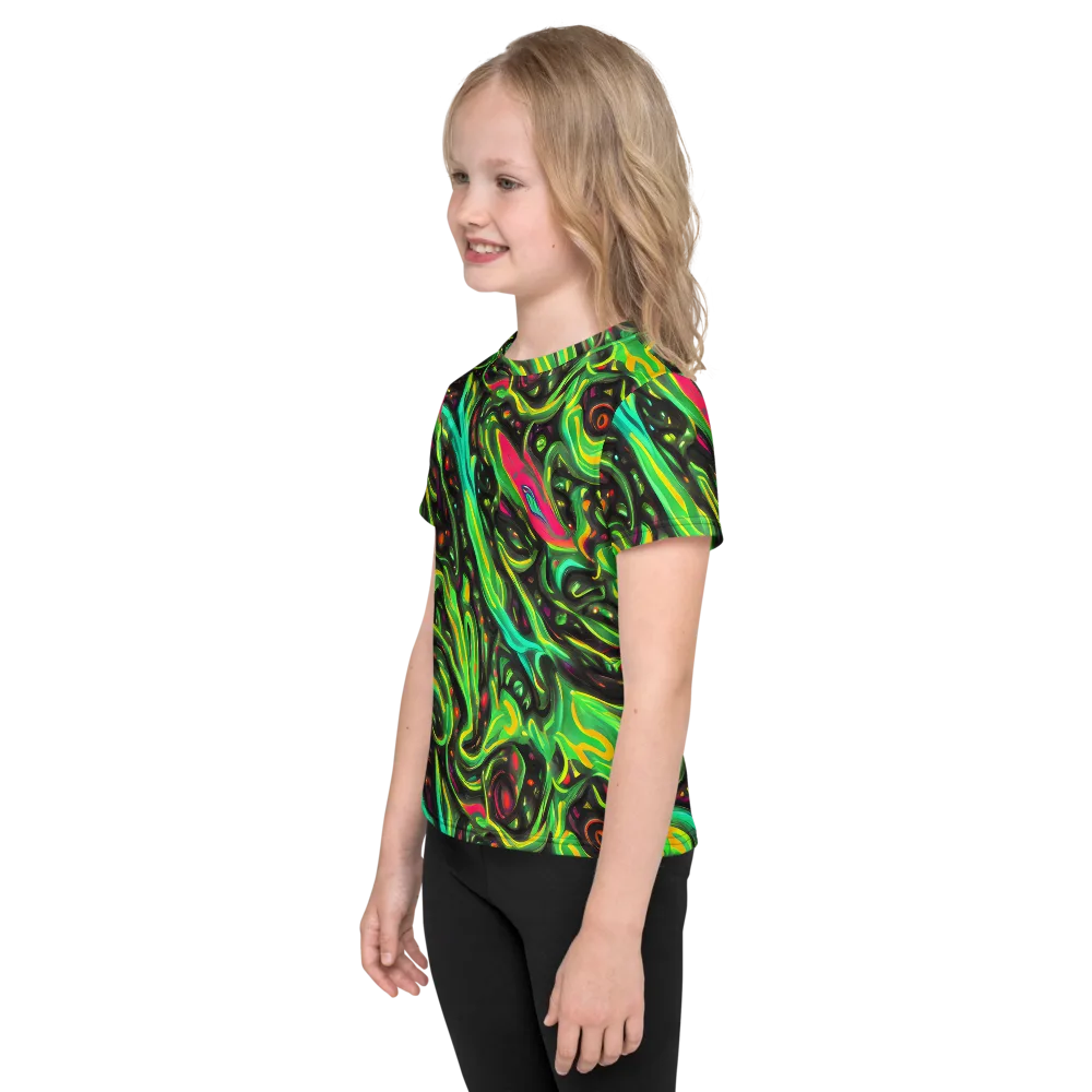 Luminous Ooze on Kids Crew Neck T-Shirt — Left