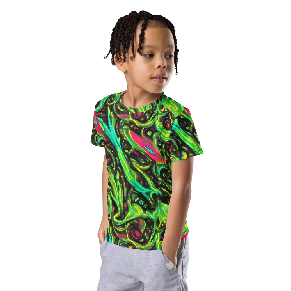 Luminous Ooze on Kids Crew Neck T-Shirt — Left Front