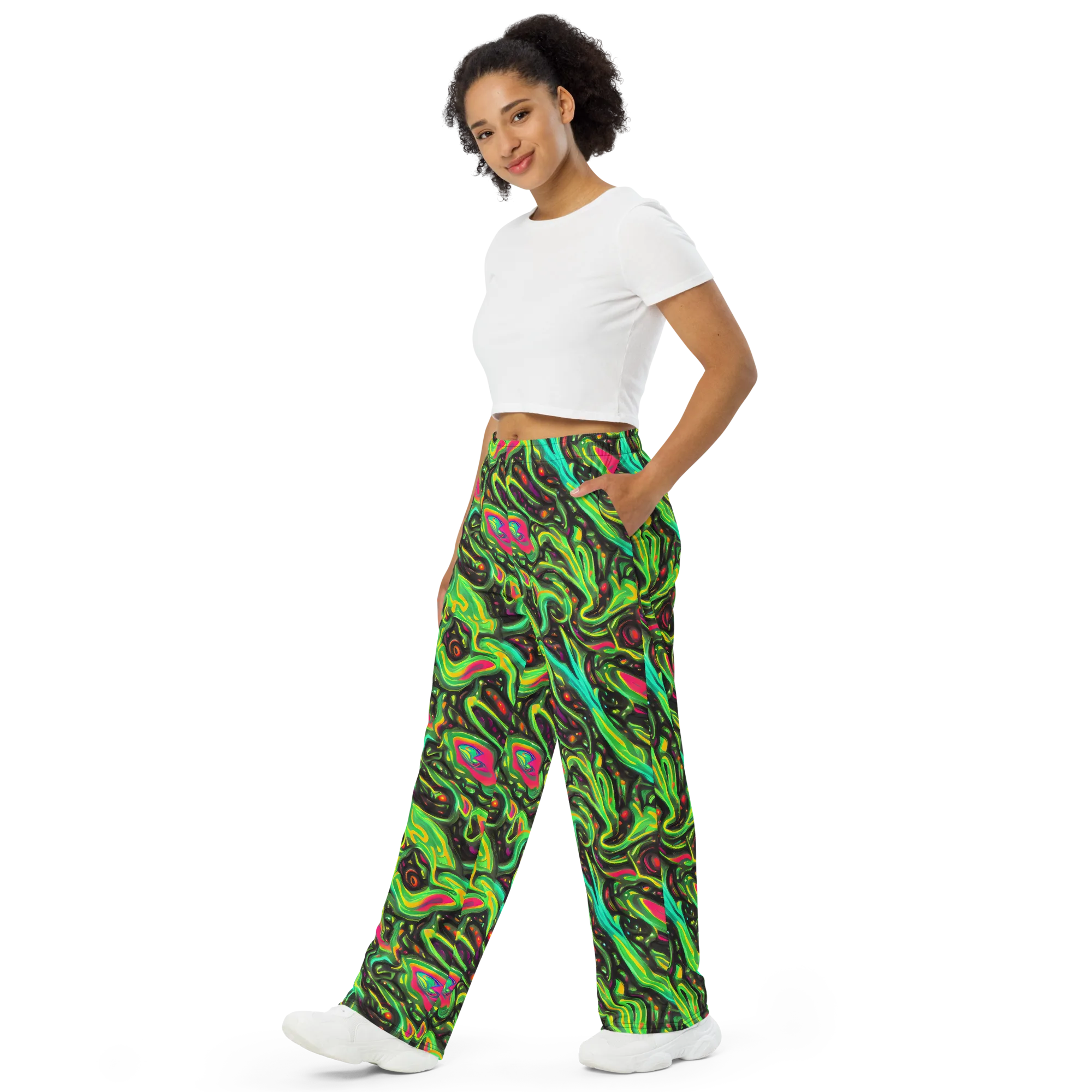 Luminous Ooze on Wide-Leg Pants — Left Front