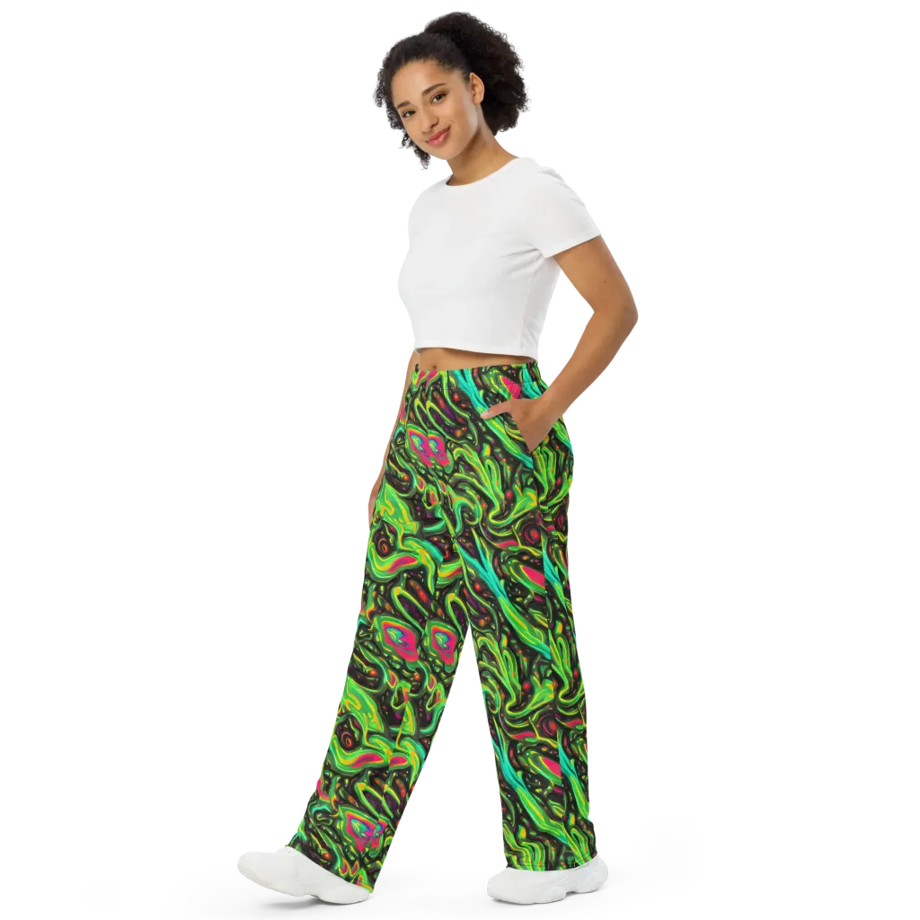 Luminous Ooze on Wide-Leg Pants — Left Front