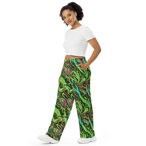 Luminous Ooze on a Wide-Leg Pants