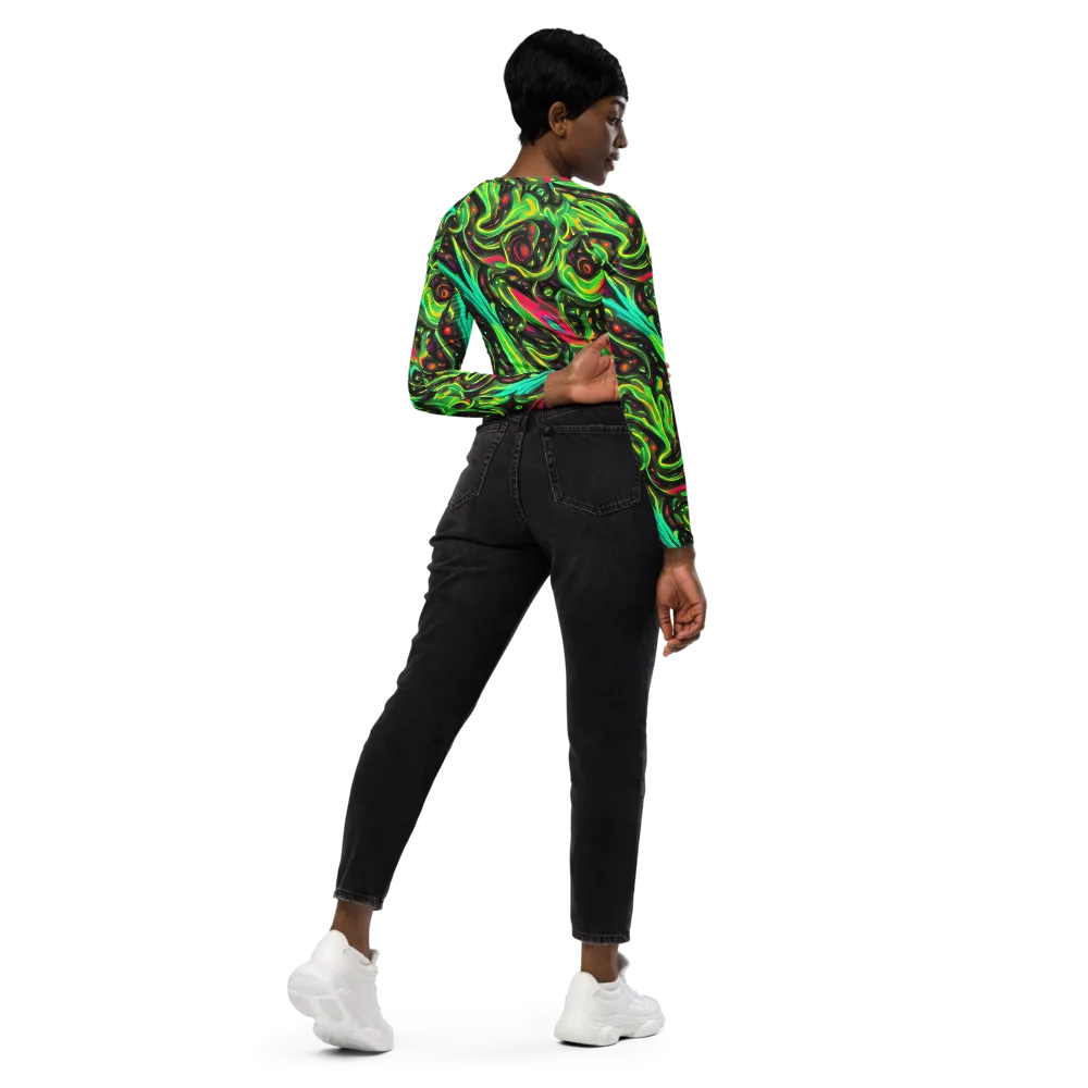 Luminous Ooze on Long Sleeve Crop Top — Right Back