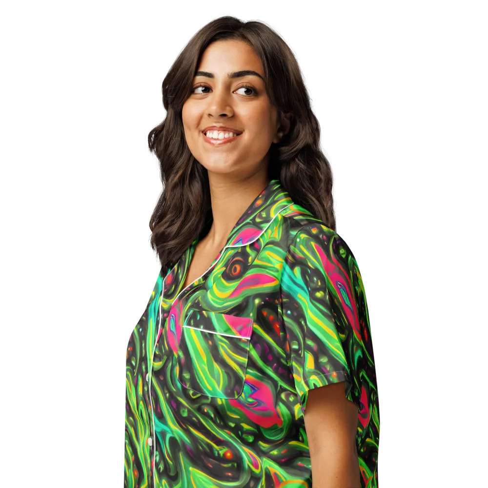Luminous Ooze on Women's Short Sleeve Pajama Top — Left Front