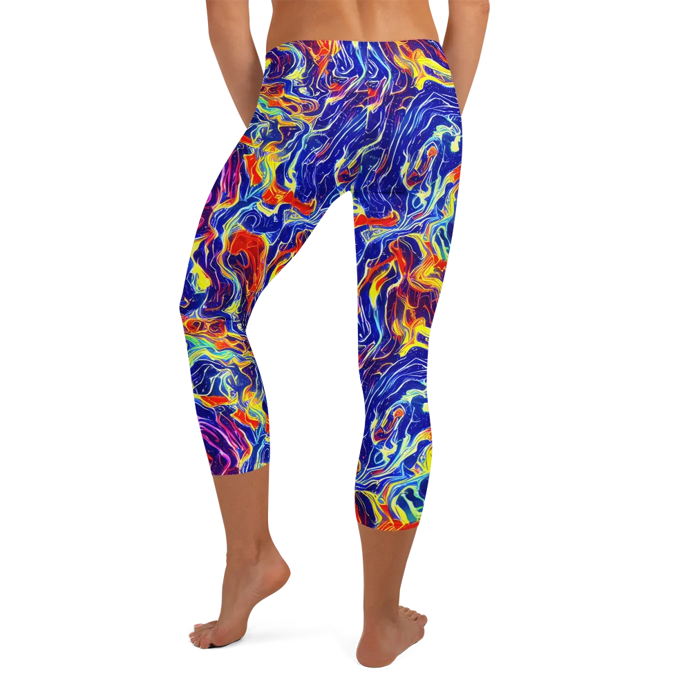 Firework Ocean on Capri Leggings — Back