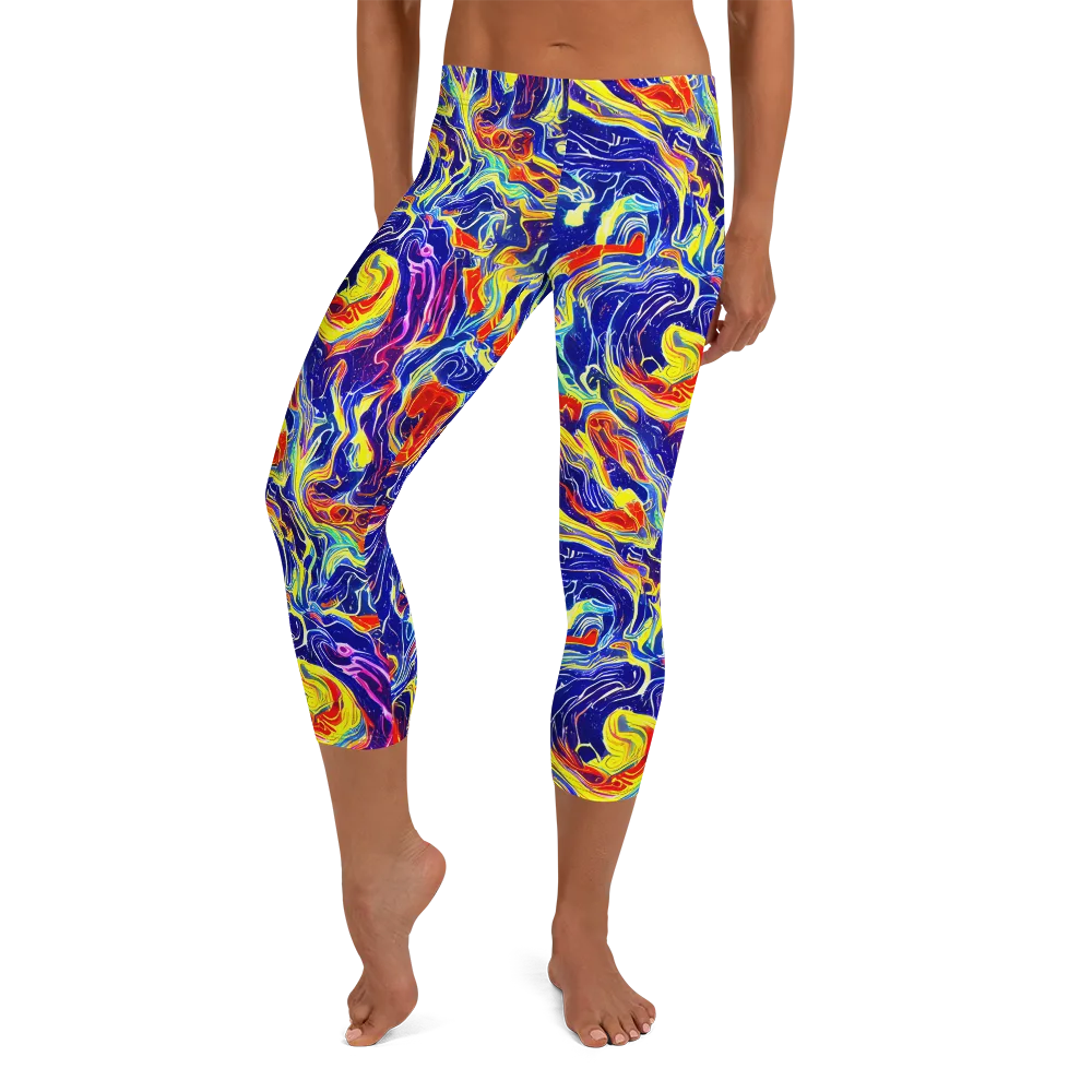 Firework Ocean on Capri Leggings — Front