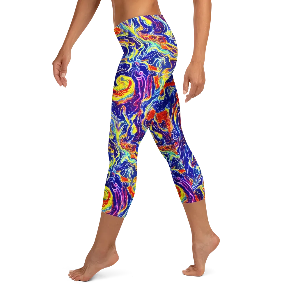 Firework Ocean on Capri Leggings — Left