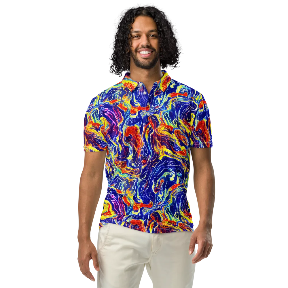Firework Ocean on Men's Slim Fit Polo Shirt — Front