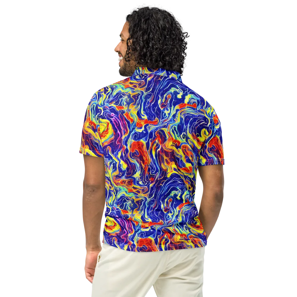 Firework Ocean on Men's Slim Fit Polo Shirt — Back