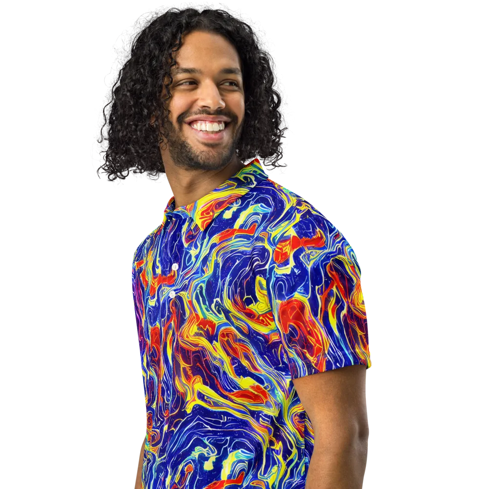 Firework Ocean on Men's Slim Fit Polo Shirt — Left Front