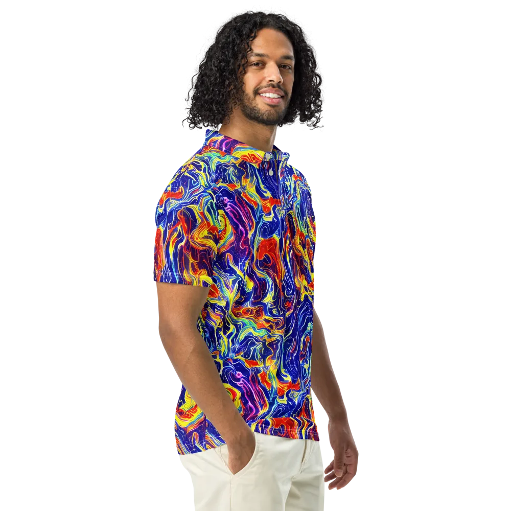 Firework Ocean on Men's Slim Fit Polo Shirt — Right Front
