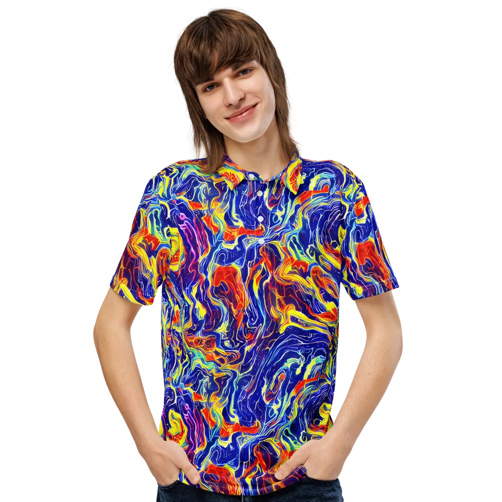 Firework Ocean on Men's Slim Fit Polo Shirt — Front