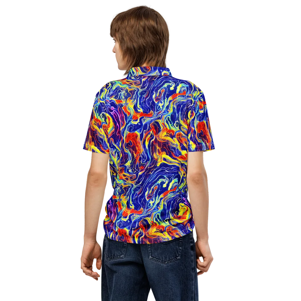 Firework Ocean on Men's Slim Fit Polo Shirt — Back