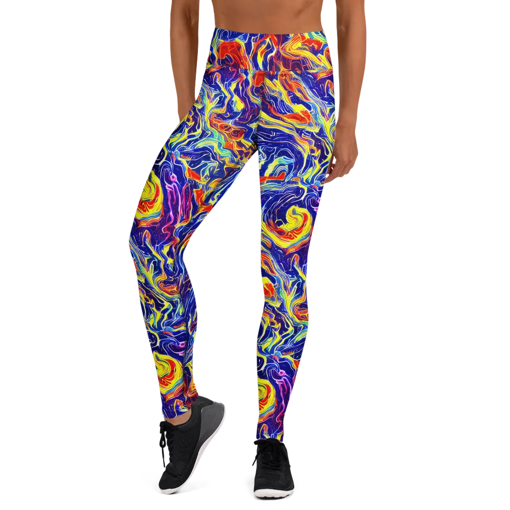 Firework Ocean on Yoga Leggings — Front