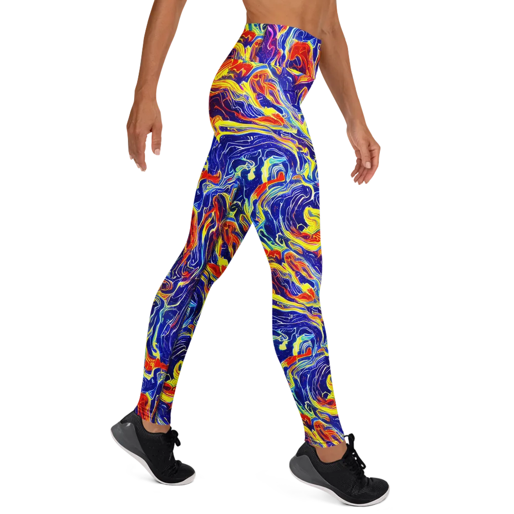 Firework Ocean on Yoga Leggings — Right