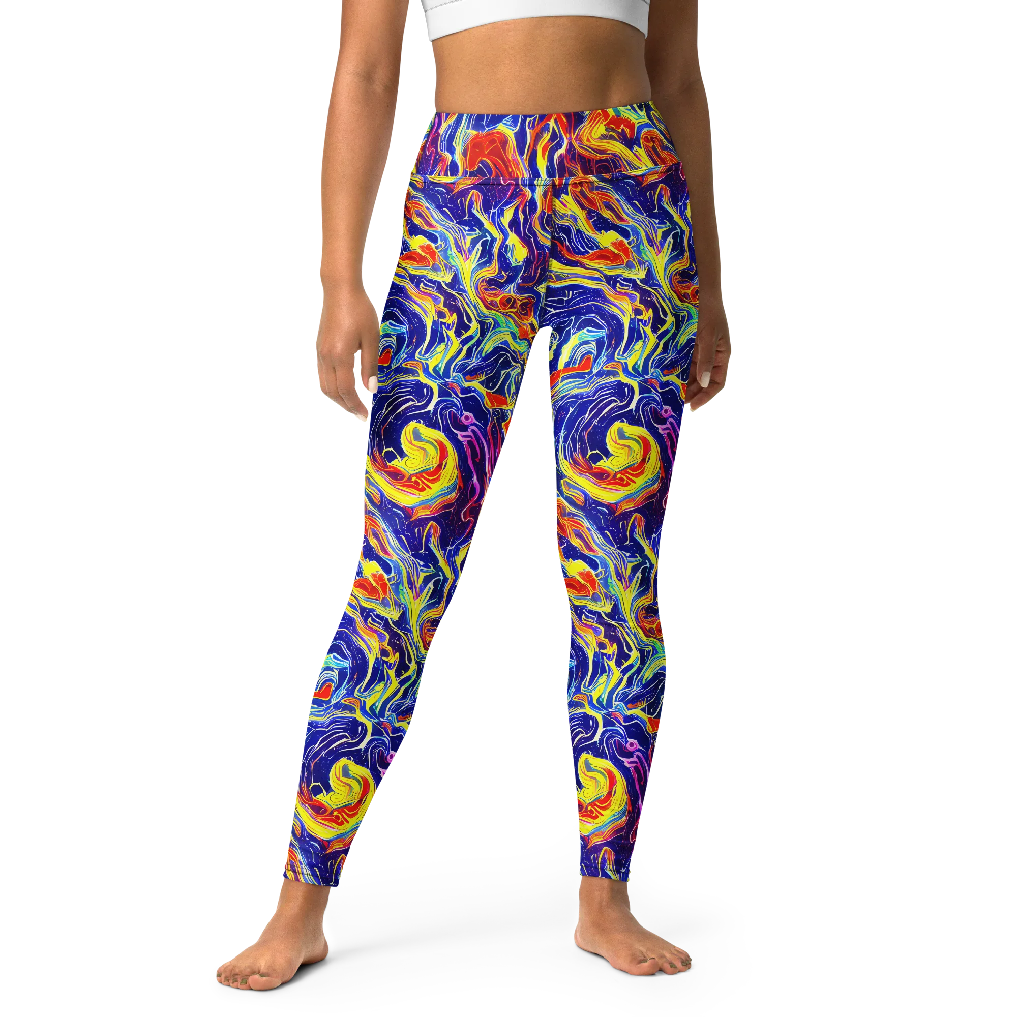 Firework Ocean on Yoga Leggings — Front