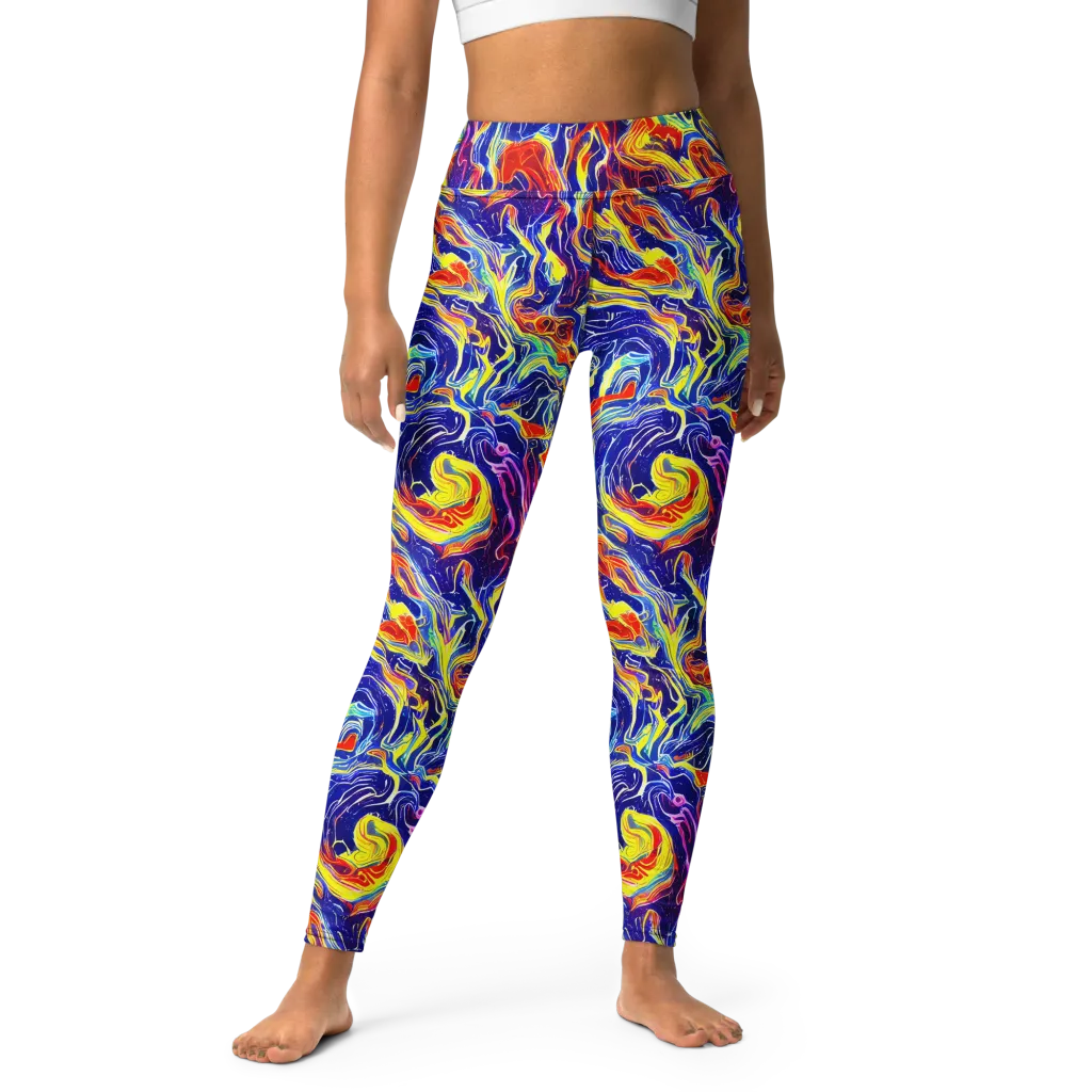 Firework Ocean on Yoga Leggings — Front