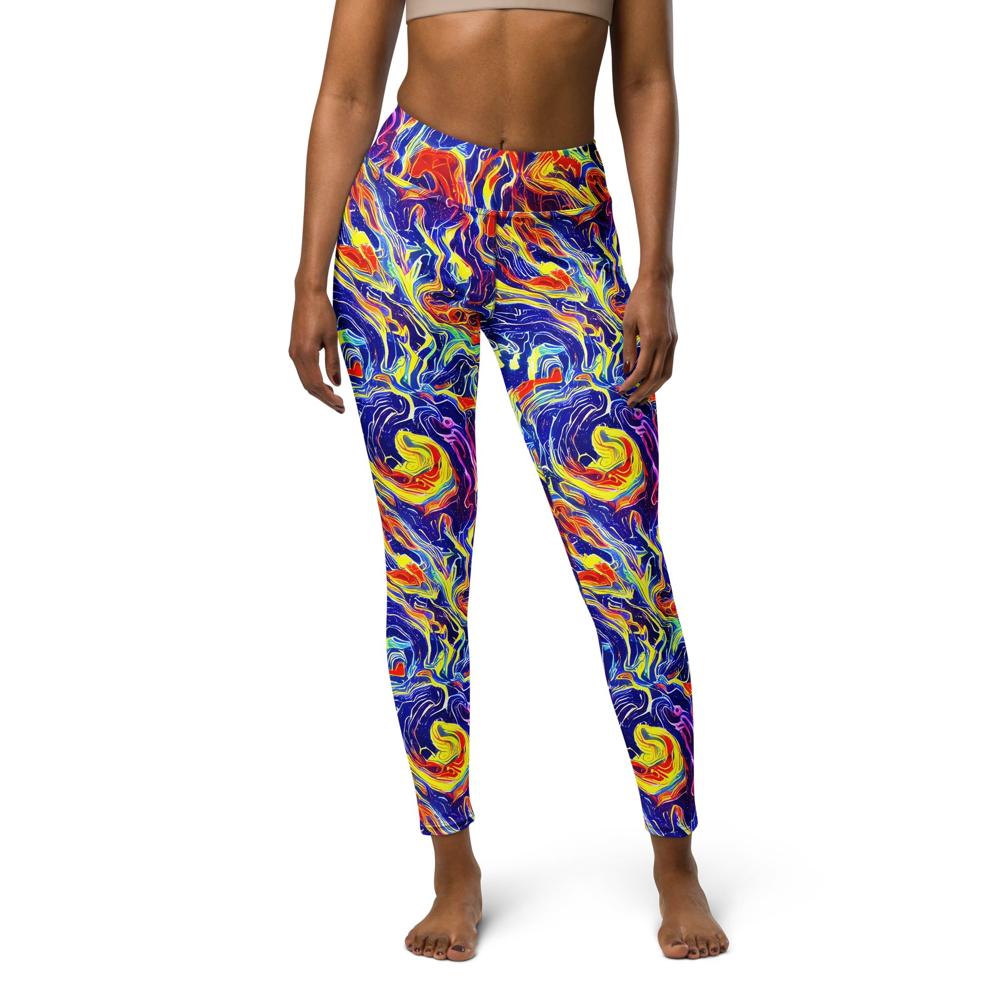 Firework Ocean on Yoga Leggings — Front