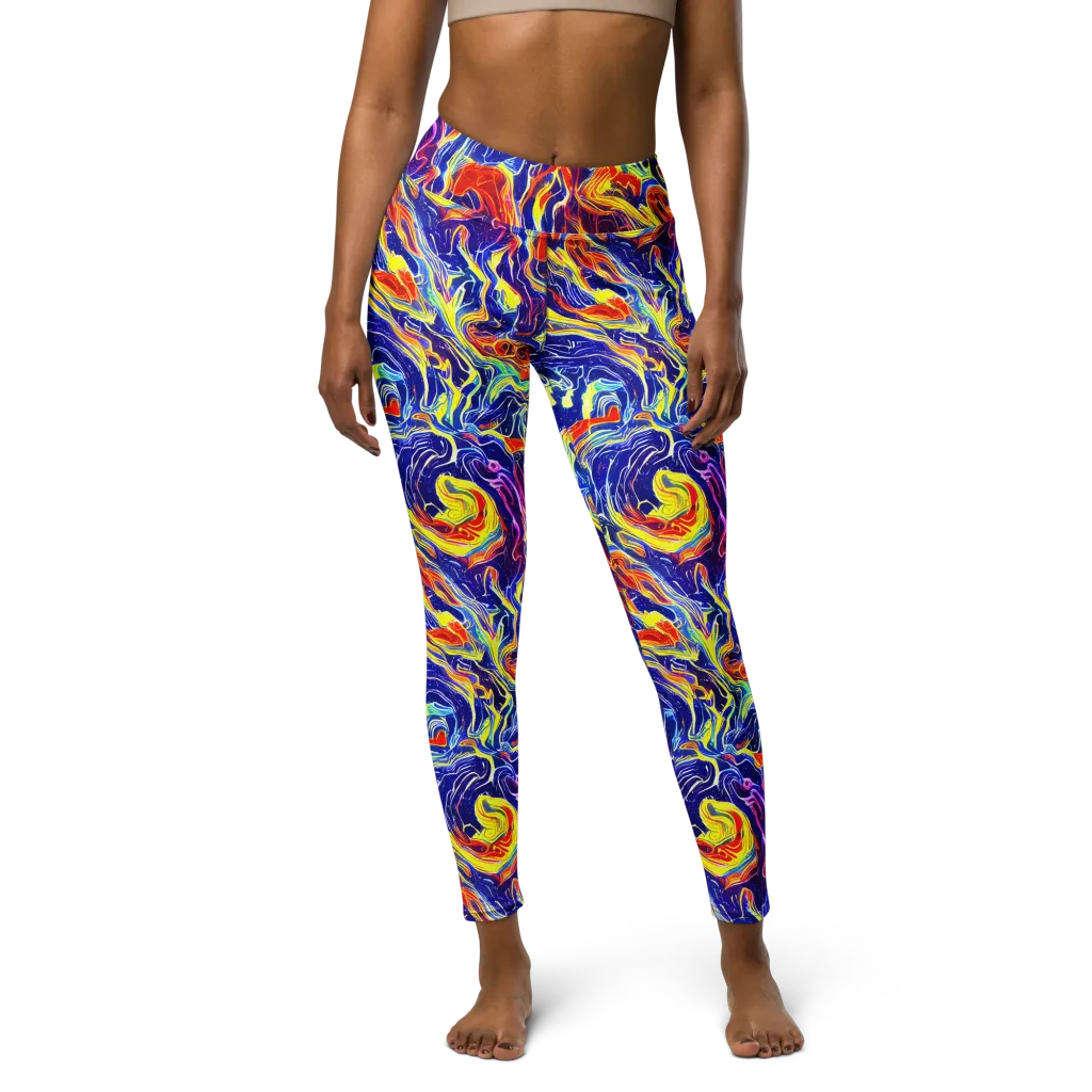 Firework Ocean on Yoga Leggings — Front