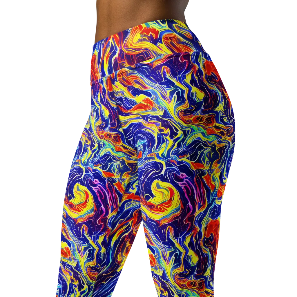 Firework Ocean on Yoga Leggings — Left Front