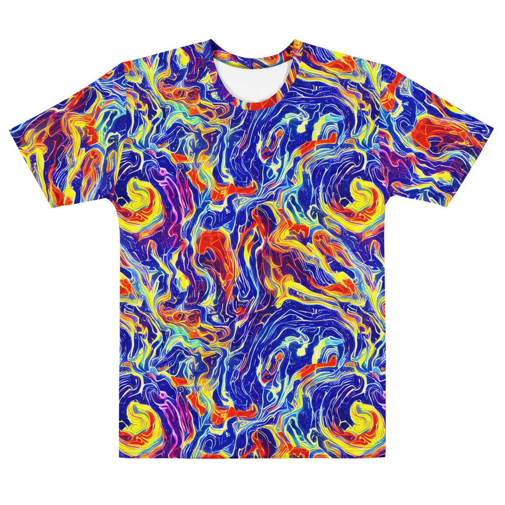 Firework Ocean on Men's Cotton Crew Neck T-Shirt — Front