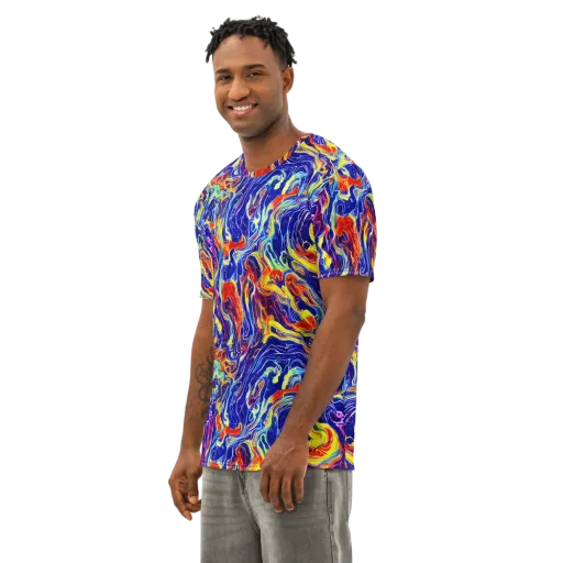 Firework Ocean on a Men's Cotton Crew Neck T-Shirt