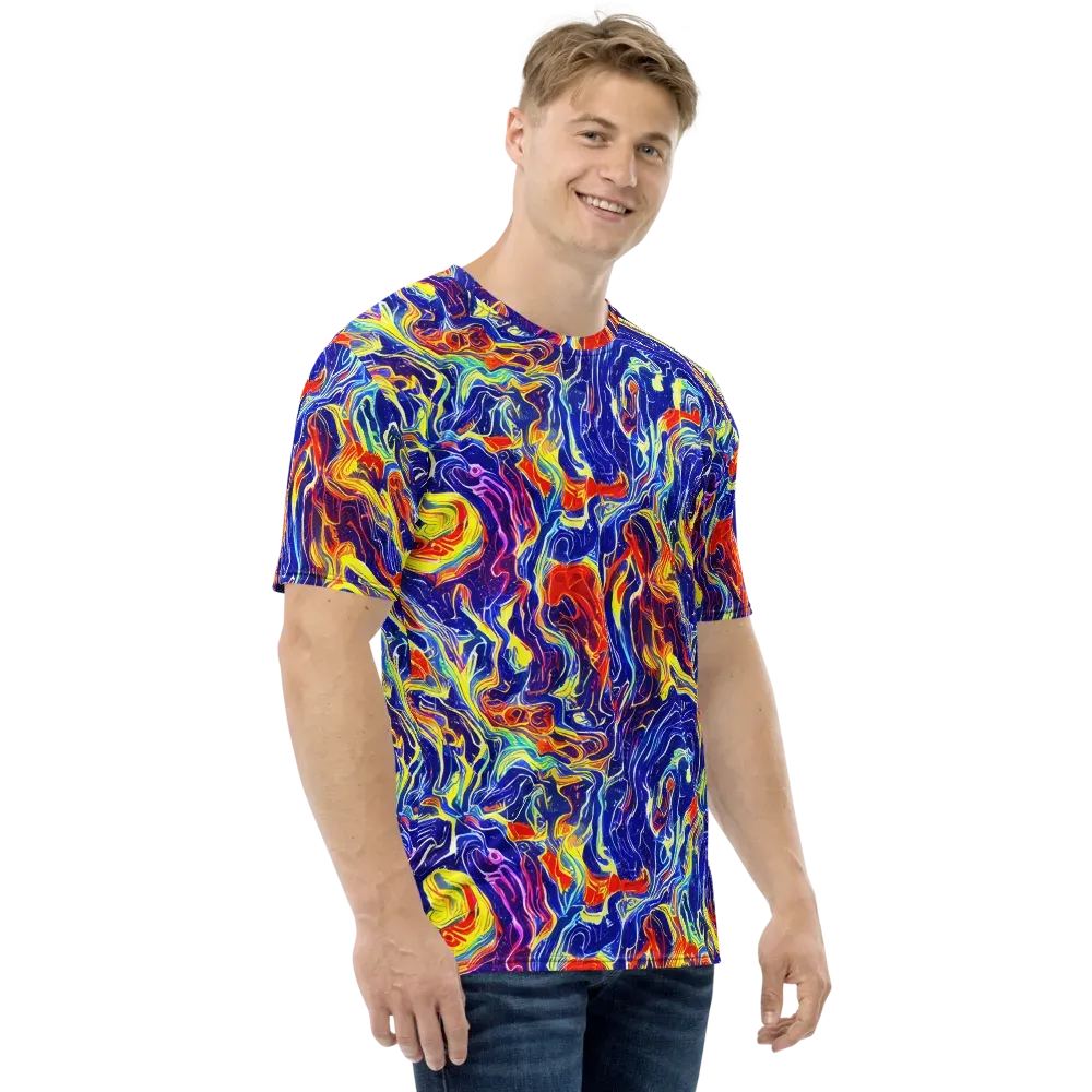 Firework Ocean on Men's Crew Neck T-Shirt — Right