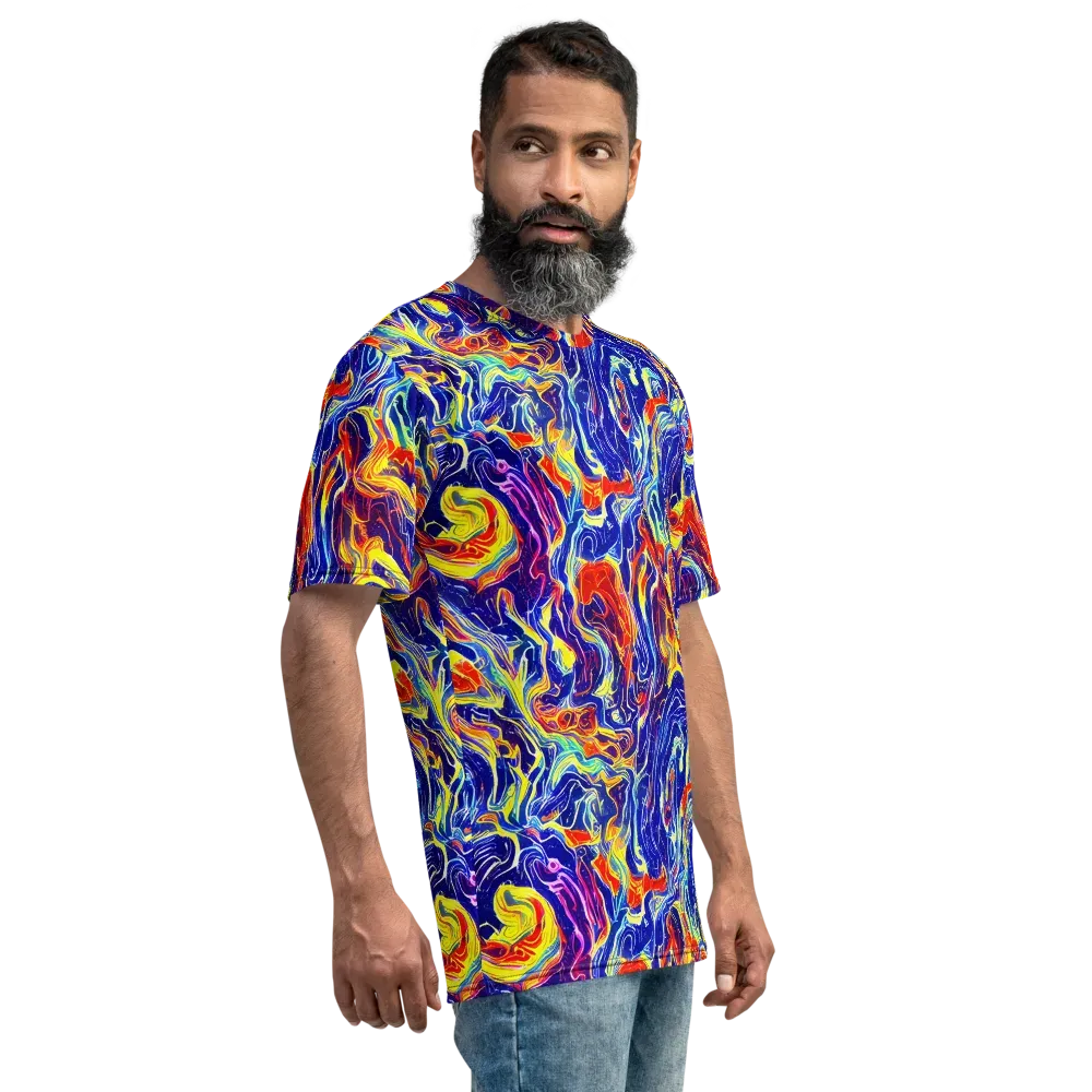 Firework Ocean on Men's Crew Neck T-Shirt — Right