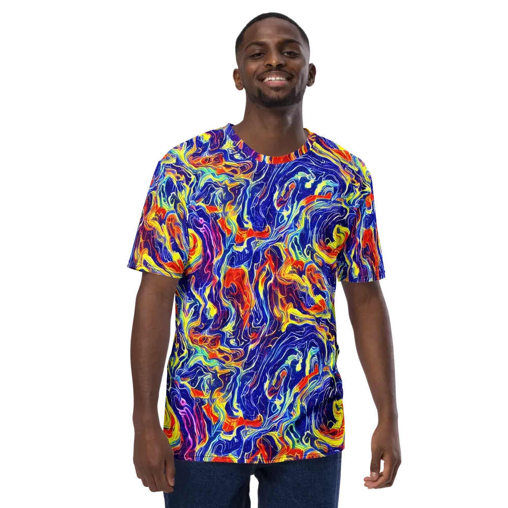 Firework Ocean on Men's Crew Neck T-Shirt — Front