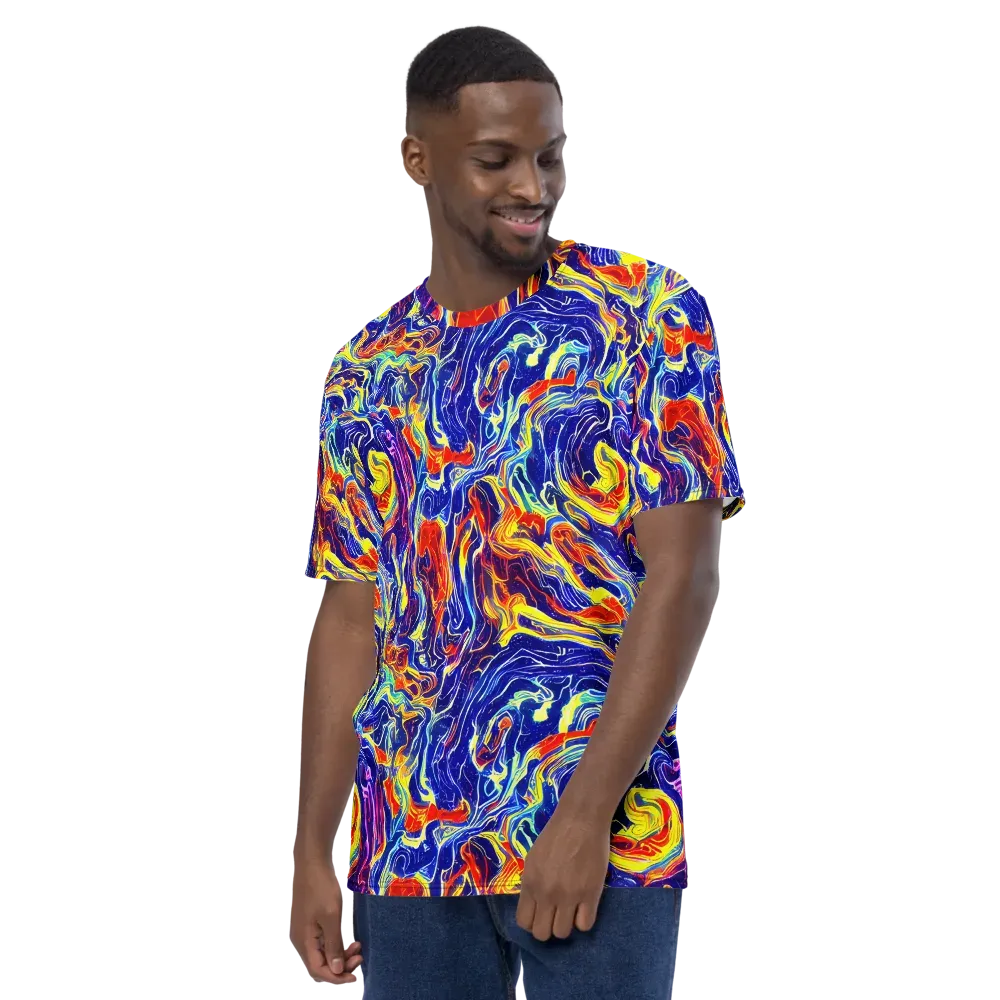 Firework Ocean on Men's Crew Neck T-Shirt — Left
