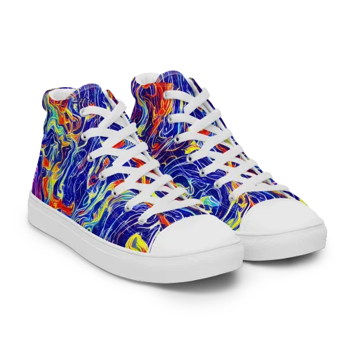 Firework Ocean on a Men's High Top Canvas Shoes