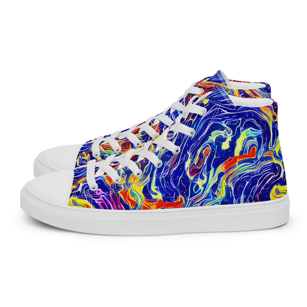 Firework Ocean on Men's High Top Canvas Shoes — Left