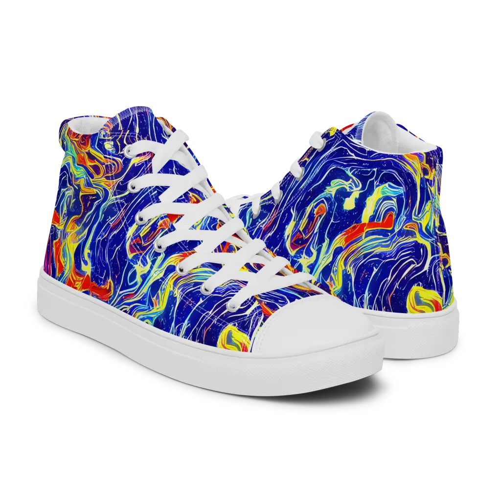 Firework Ocean on Men's High Top Canvas Shoes — Right