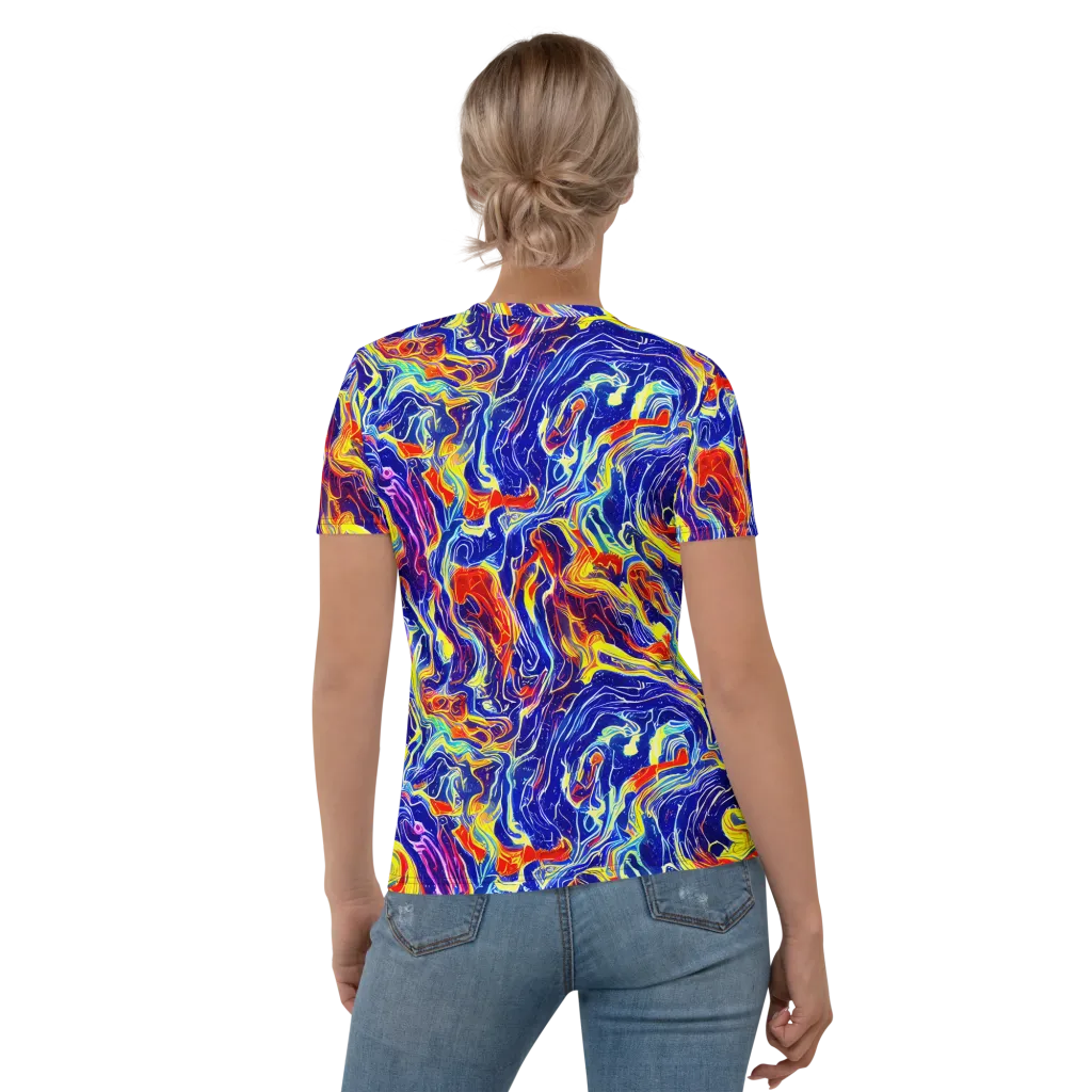 Firework Ocean on Women's Crew Neck T-Shirt — Back