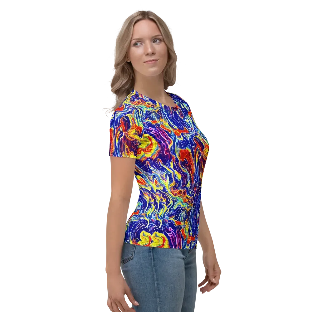 Firework Ocean on Women's Crew Neck T-Shirt — Right