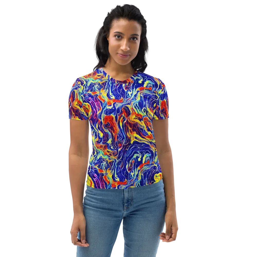 Firework Ocean on Women's Crew Neck T-Shirt — Front