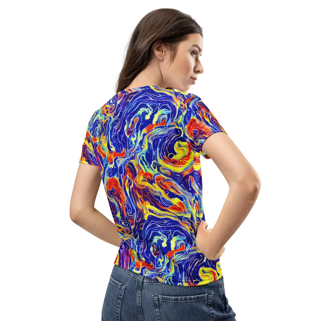 Firework Ocean on Women's Crew Neck T-Shirt — Back