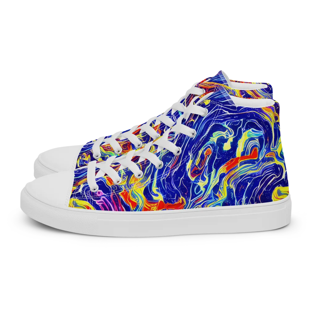 Firework Ocean on Women's High Top Canvas Shoes — Left