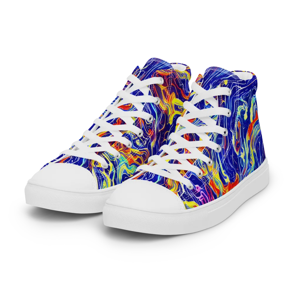 Firework Ocean on Women's High Top Canvas Shoes — Left Front