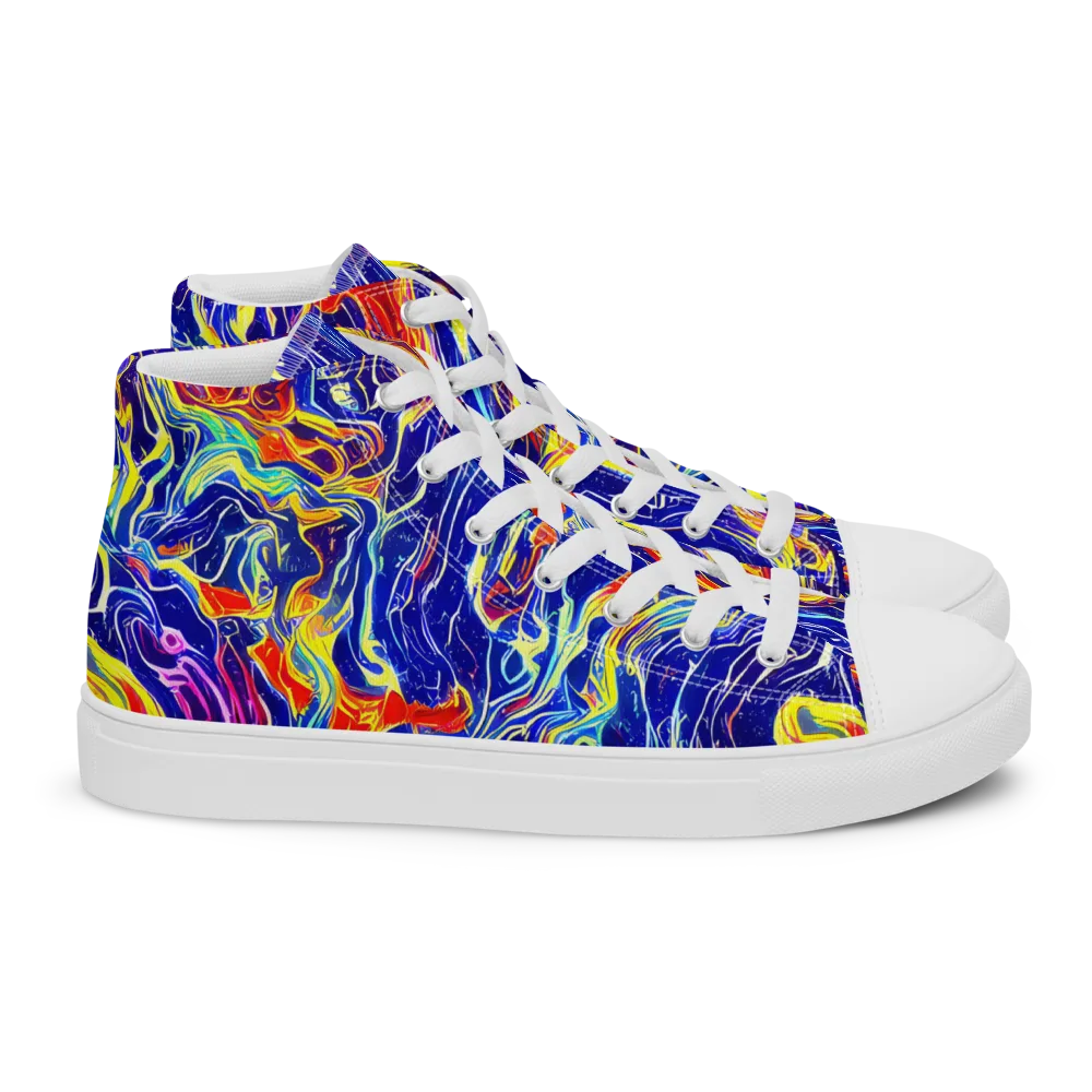 Firework Ocean on Women's High Top Canvas Shoes — Right