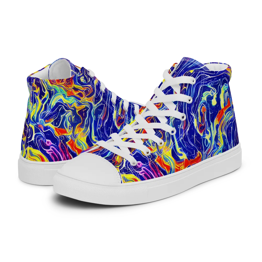 Firework Ocean on Women's High Top Canvas Shoes — Left