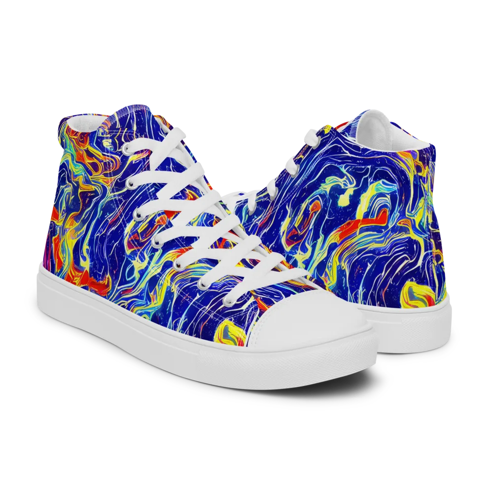 Firework Ocean on Women's High Top Canvas Shoes — Right