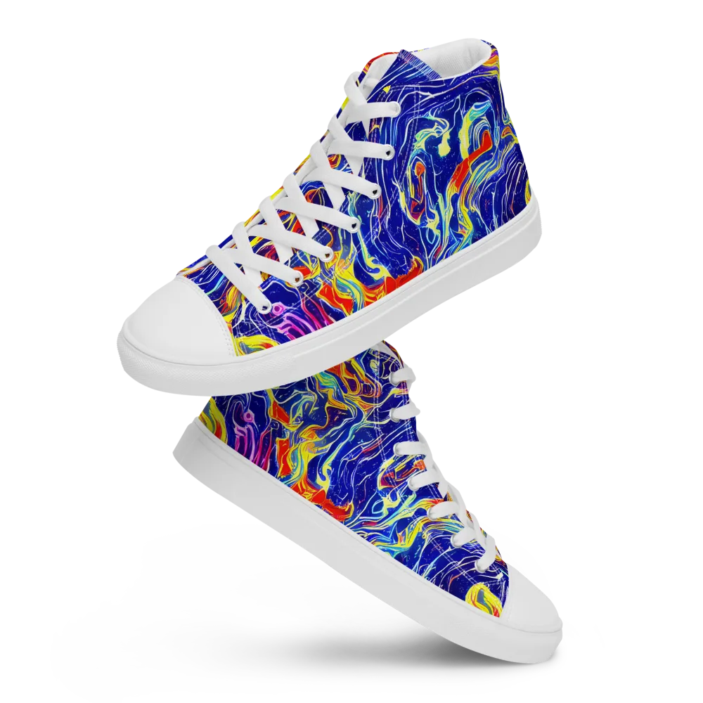 Firework Ocean on Women's High Top Canvas Shoes — Front