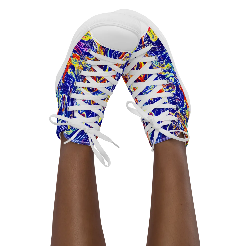 Firework Ocean on Women's High Top Canvas Shoes — Front